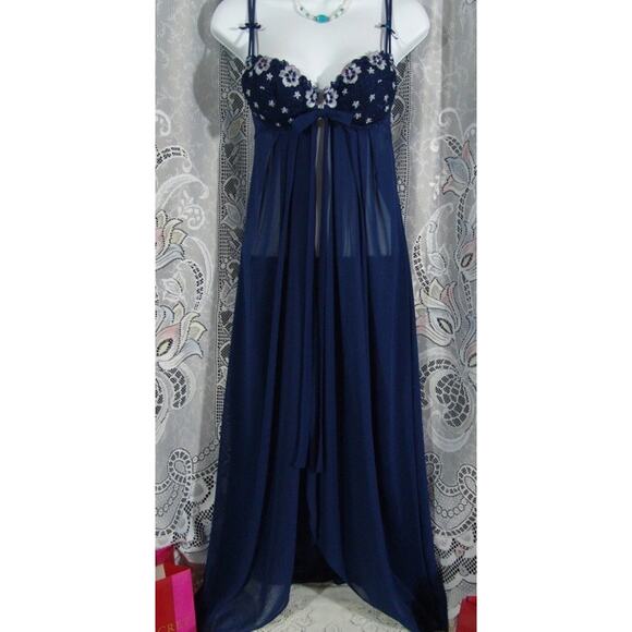 Victoria's Secret Slip Dress S embroidery push-up long nightgown small vtg-1999 - Picture 8 of 8